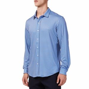 Hyden Yoo (XL) ‘Brooks’ Blue Gingham Print Long Sleeve Button Up Collared Shirt